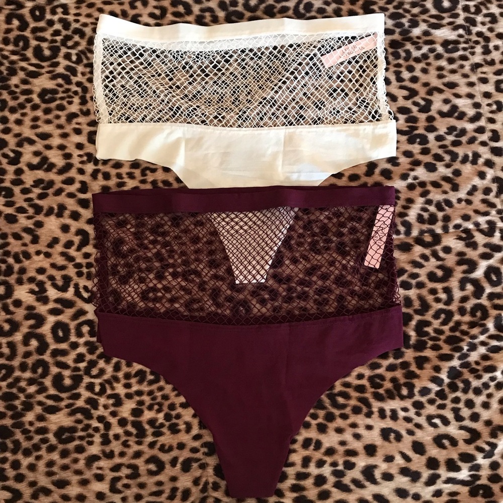 NWT Victoria's Secret White and Burgundy Panties